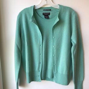 Cozy Mint Green Cashmere Cardigan Sweater Twin Set 2pc